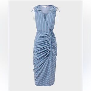 Veronica Beard Striped Asymmetrical Dress in Blue and White